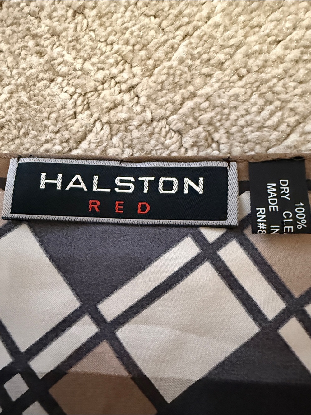 Halston Red Silk Scarf Vintage - Picture 3 of 4